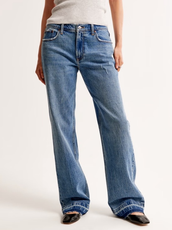 Abercrombie & Fitch Denim - Abercrombie & Fitch Low Rise Baggy Medium Wash Let Down Hem Jean Women's Size 30